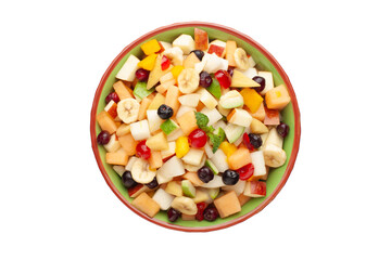 Fruits salad in bowl. Mix fruits salad. Healthy fruit salad in bowl top view PNG