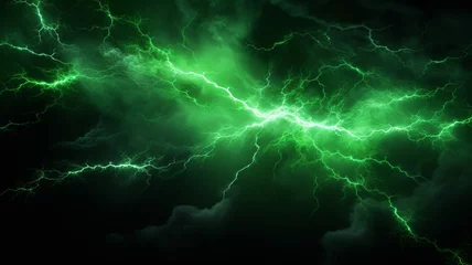 Poster green thunder in the dark cloud. © sema_srinouljan