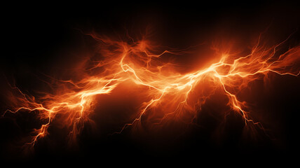 Fototapeta na wymiar orange thunder in the dark cloud.
