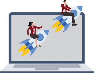 Business startup, teamwork, Business team investment and success