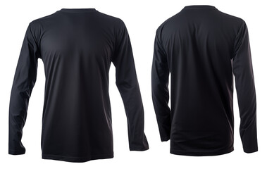 Crisp Canvas Frontal Elegance of the Isolated Black T-Shirt Long sleeve on a transparent background Generated AI