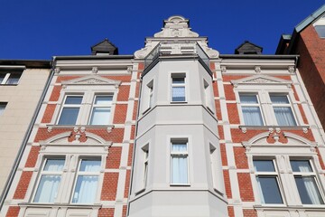 Herne town, Germany. Street view with old residential architecture.
