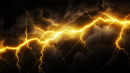 golden thunder in the dark cloud. - obrazy, fototapety, plakaty