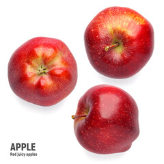 Set of red apples isolated on white background.
