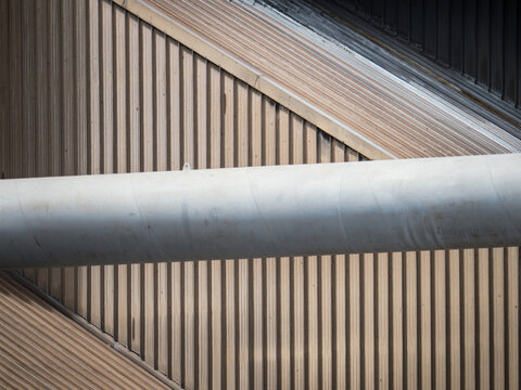 Horizontal ventilation metal pipe at factory