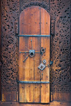 Decorative door to Torpo Stave Church, Norway