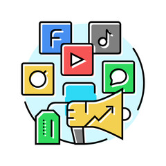 social media tools color icon vector. social media tools sign. isolated symbol illustration