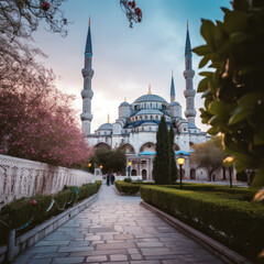 Fototapeta na wymiar blue mosque in istanbul exterior.