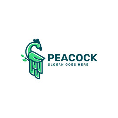 Vector Logo Illustration Peacock Simple Mascot Style
