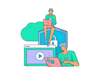 Business People Flat Vector Concept Operation Hand Drawn Illustration
