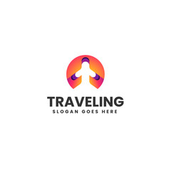 Vector Logo Illustration Traveling Gradient Colorful Style