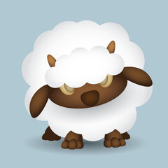 Angry baby sheep isolated vector illustration.