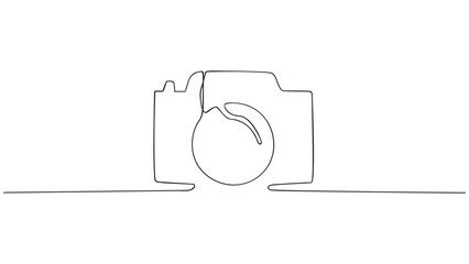 One single line drawing of photocamera icon. vector illustration - obrazy, fototapety, plakaty