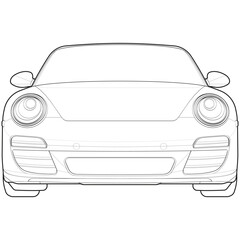 car outline blueprint vector. front view car with line art style. isolated car vector art. hand drawn car vector.
