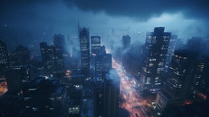 city skyline at night