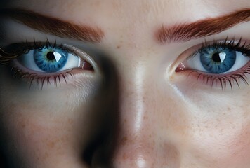 Fototapeta premium Close up of uping woman's blue eyes