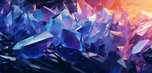 Prismatic shards float in a crystalline sea, refracting sunlight into a dazzling array of colors. Crystal Shores.