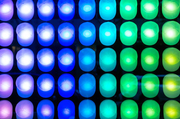 Abstract background made of snapbacks with colorful lights