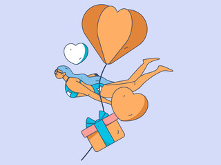Happy Valentine's Day flat character vector concept business hand drawn illustration
