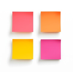 Fototapeta na wymiar four different colored post it notes on a white background, vibrant cartoonish