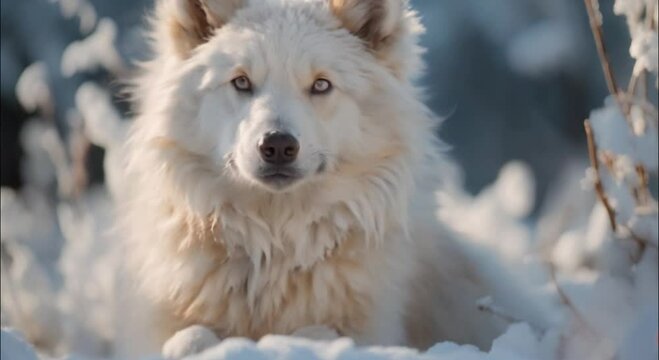 a wolf in the snow footage