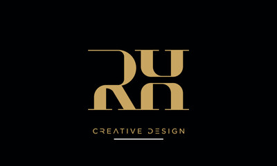RH or HR Alphabet letters logo monogram