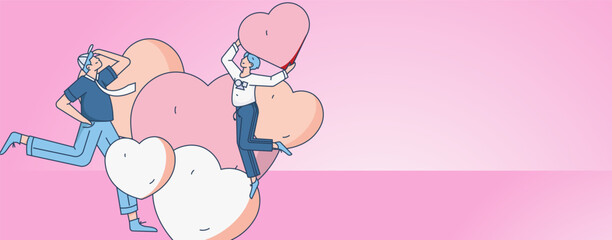 Happy Valentine's Day flat character vector concept business hand drawn illustration
