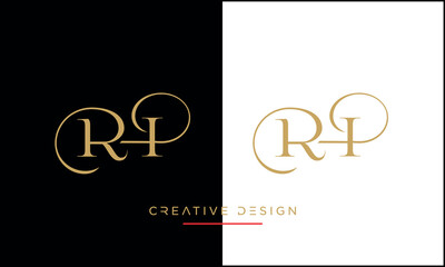RH or HR Alphabet letters logo monogram