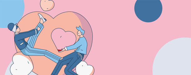 Happy Valentine's Day flat character vector concept business hand drawn illustration
