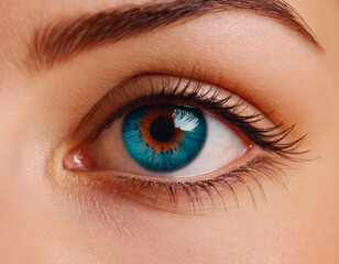 Close-up image of beautiful female eye with long eyelashes.