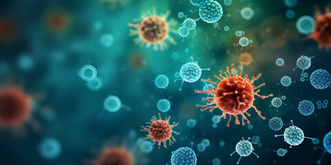 3D influenza viruses,High-Resolution 3D Rendering of Flu Viruses - obrazy, fototapety, plakaty