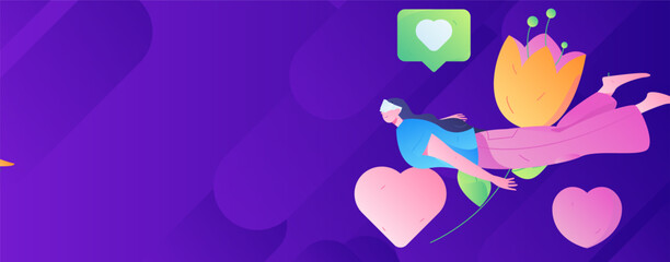 Happy Valentine's Day flat character vector concept business hand drawn illustration
