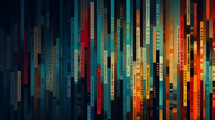Barcode Glitch Pattern Desktop Wallpaper with Colorful Color Scheme