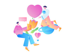 Happy Valentine's Day flat character vector concept business hand drawn illustration
