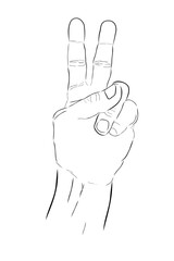 two 2 gesture vector hand draw sketch doodle man hand
