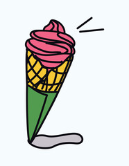 Summer element of colorful set. A summer-themed, colorful design feature playful ice cream illustrations outlined in a fun and vibrant style. Vector illustration.