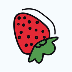 Summer element of colorful set. An enticing summer-themed artwork with a burst of color showcase vibrant strawberry outlined in a playful and inviting style. Vector illustration.