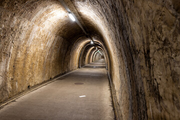Fototapeta premium Zagreb, Croatia 10-8-2023 Gric Tunnel is a pedestrian tunnel located in the city centre of Zagreb, built during World War II to serve both as a bomb shelter and a promenade