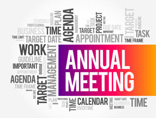 Annual Meeting text word cloud, business concept background