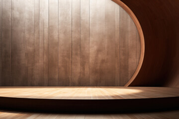 Curved wooden wall design with shadow play - obrazy, fototapety, plakaty