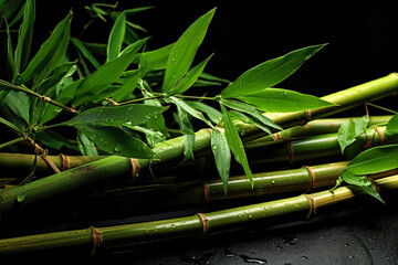 Fototapeta na wymiar Generative AI illustration of Green and Natural Bamboo Background