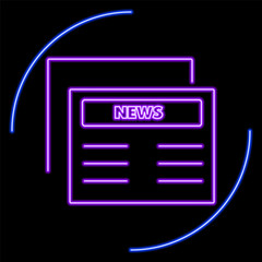 newspaper neon sign, modern glowing banner design, colorful modern design trends on black background. Vector illustration.