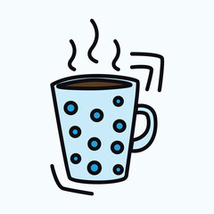 Winter element of colorful set. Cup of cocoa evoke the warmth and comfort of sipping a hot beverage by the fireplace in a dynamic and inviting style. Vector illustration.