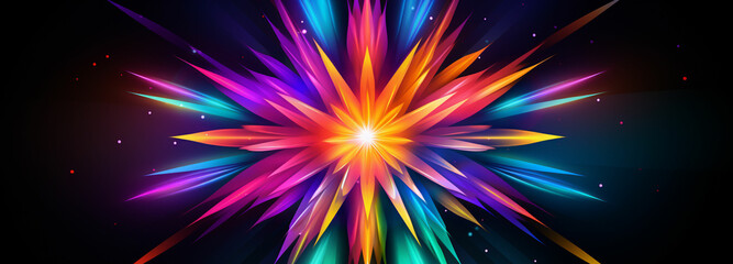 Fototapeta premium a colorful star with a bright light on a black background