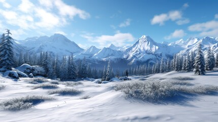 Obraz premium Winter Wonderland Scenes: Realistic Snowfall Backdrop for Festive Desktop Wallpaper