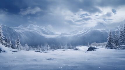 Fototapeta na wymiar Winter Wonderland Scenes: Realistic Snowfall Backdrop for Festive Desktop Wallpaper