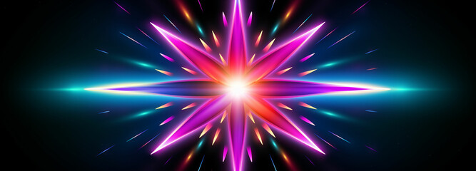 Fototapeta premium a colorful star with a bright light on a black background