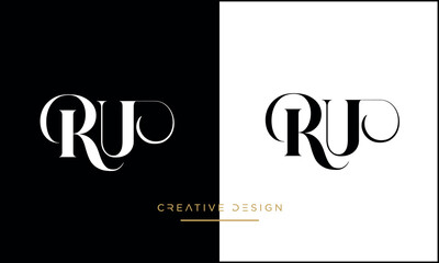 RU or UR Alphabet letters logo monogram - obrazy, fototapety, plakaty