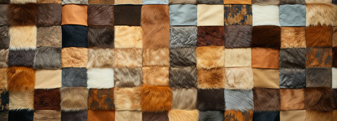 Fototapeta premium a large pile of different colored fur texture