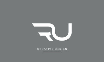 RU or UR Alphabet letters logo monogram